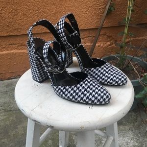 Houndstooth Block Heels